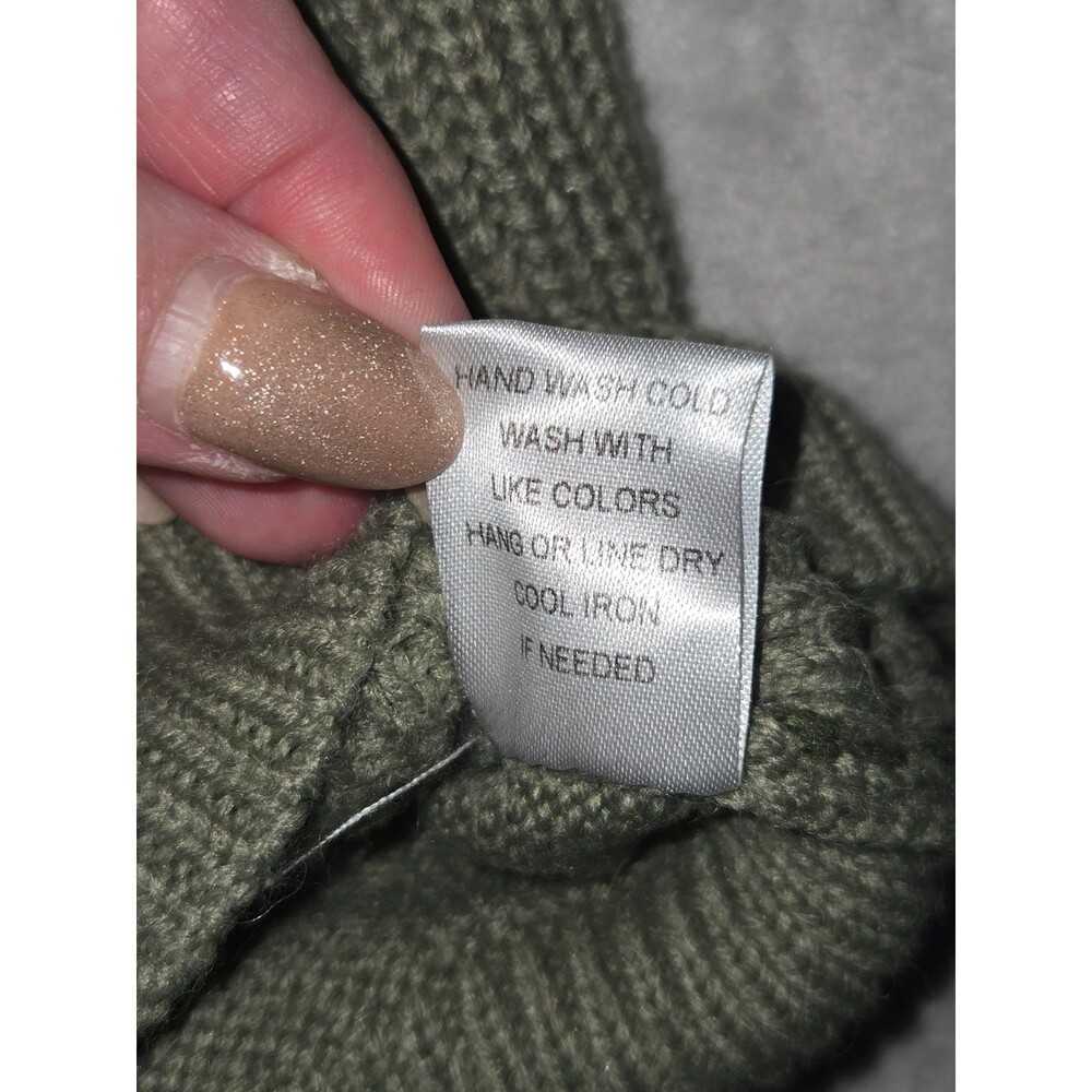 Women's Colorblock Knit Cropped Cardigan S/M Button Boho Chunky Sage Green - Picture 9 of 10